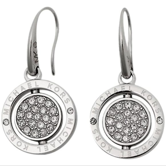 NEW Silver Brilliant Pave Spinning Drop Earrings - Picture 1 of 4
